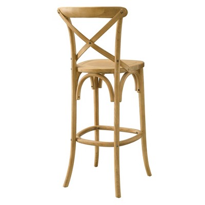 Modern Farmhouse Elm Wood Gear Bar Stool in Natural Finish