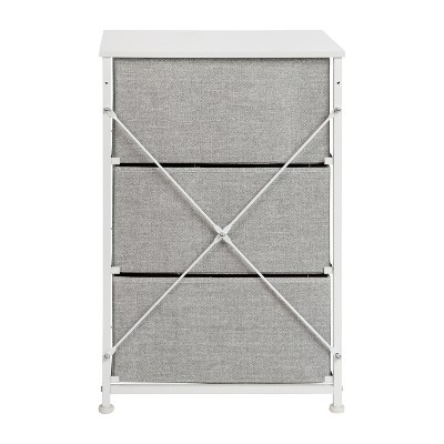 White & Light Gray 3-Drawer Cast Iron Frame Vertical Storage Dresser