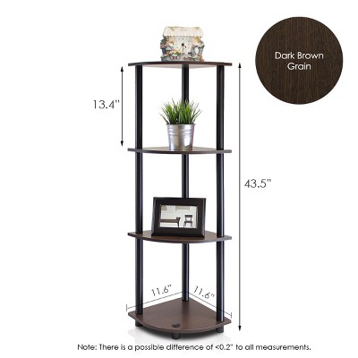 Furinno Dark Brown and Black 4-Tier Corner Shelf