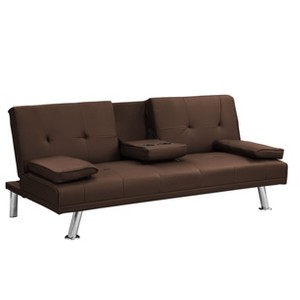 NicBex 66.1 Inch PVC Convertible Folding Futon Sofa Bed with Armrest for Living Room,Office,Apartment,Bedroom - 1 of 4