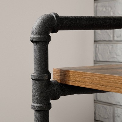 Iron City Black Metal and Oak Wood Desk with Shelves