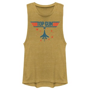 Juniors Womens Top Gun Fighter Jet and Stars Logo Festival Muscle Tee - 1 of 4