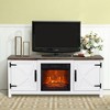 Parrot Uncle Freestanding Media Console Electric Fireplace TV Stand in White with Brown Top - 2 of 4
