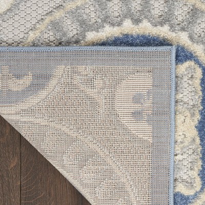 Elegance Blue/Grey Spanish Tile Pattern Outdoor Rug 32"x4"