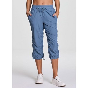 RBX Active Women's Lightweight Quick Drying Capris Adjustable Leg/Inseam Stretch Woven Workout Hiking Cropped Jogger Pants with Pockets - 1 of 4