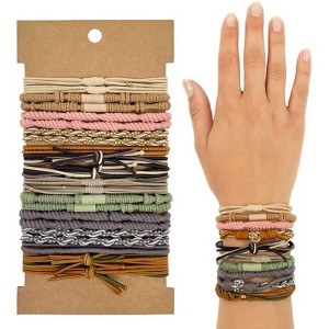 Wrapables Boho Hair Tie Bracelets for Women, No Damage Elastic Hair Bands, Hair Accessories for Thick and Thin Ponytails (20pcs) - 1 of 4