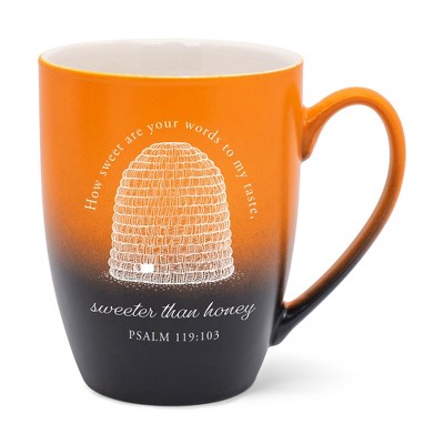 How Sweet Are Your Words To My Taste Sweeter Than Honey Two Toned Ombre Matte Orange and Black 12 ounce Ceramic Stoneware Coffee Cup Mug