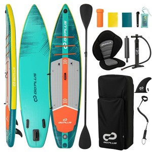 Costway 11' Inflatable Stand Up Paddle Board whth Accessories Paddle Hand Pump Repair Kit, Blue/Gray/Yellow/Dark Blue/Turquoise - 1 of 4
