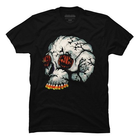 Men's Design By Humans Halloween Skull By Lvbart T-shirt - Black