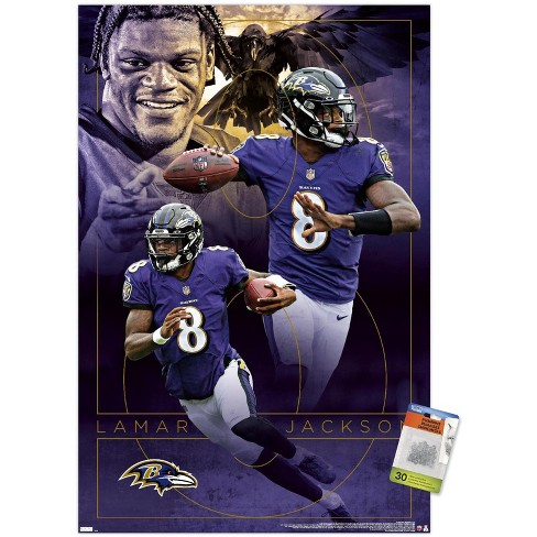 Trends International Nfl Baltimore Ravens - Lamar Jackson 20 Unframed Wall  Poster Print Clear Push Pins Bundle 22.375' X 34' : Target