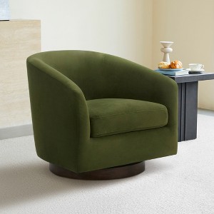 Spruce&Spring Swivel Accent Barrel Chair with Arm and Wood Base - 1 of 4