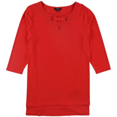 Alfani Womens Grommet Trim Keyhole Pullover Blouse
