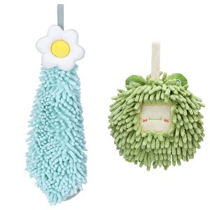 REGALWOVEN 2 Packs Soft Absorbent Cute Decorative Chenille Hand Towel for Bathroom 6" x 15"/7" x 7" - 1 of 4