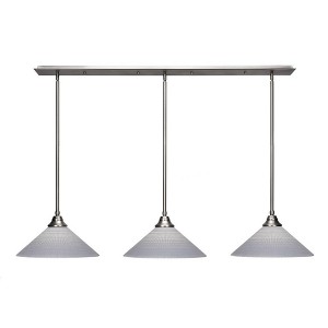 Toltec Lighting Stem 3 - Light Chandelier in  Brushed Nickel with 16" Gray Matrix Shade - 1 of 1