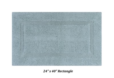 Luxurious Blue Cotton Tufted Reversible Bath Rug Set - 3 Pieces