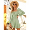 EXLURA Women's 2025 Casual Long Lantern Sleeve Dresses Square Neck Ruffle Tie Back Elastic Waist Aline Short Mini Dress - 3 of 4
