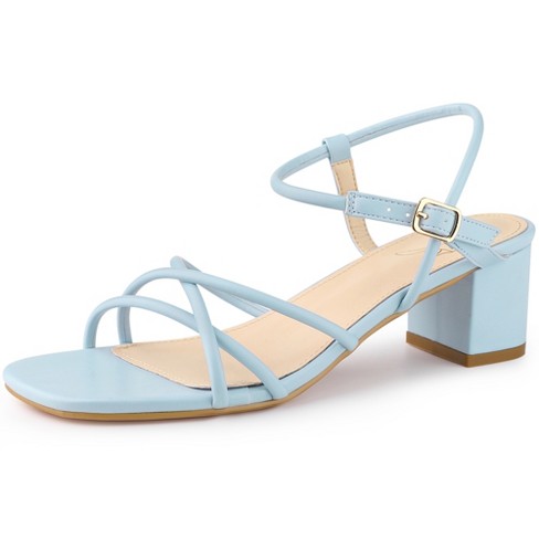 Perphy Open Toe Slingback Chunky Heel Sandals For Women Blue 6 : Target