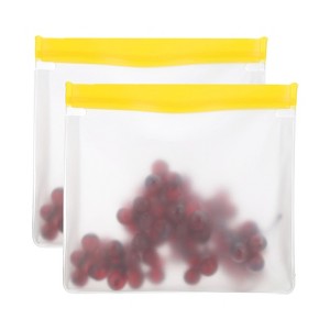 Unique Bargains Reusable Leakproof Zip PEVA Freezer Food Storage Bags 2 Pcs - 1 of 4