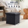 Ornavo Home Foldable Tufted Linen 15" Inch Square Cube Storage Ottoman, Perfect for Dorm, Bedroom and Living Room - 2 of 4