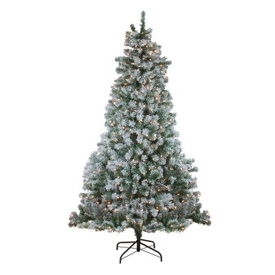 Northlight 7.5' Prelit Artificial Christmas Tree Flocked Winema Pine - Clear Lights