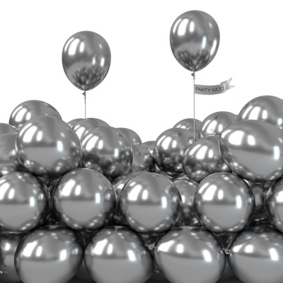 PartyWoo Balloons Silver Metallic Small Mini 5 Inch 50 pcs