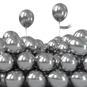 PartyWoo Balloons Silver Metallic Small Mini 5 Inch 50 pcs - 1 of 4