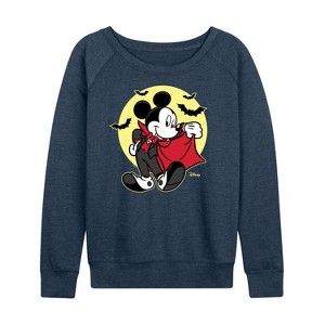Women's - Disney - Mickey Vampire Lightweight French Terry Wide Neck Long Sleeve Shirt - 1 of 4
