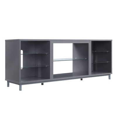 Modern Brighton 65'' Gray TV Stand with Glass Shelving