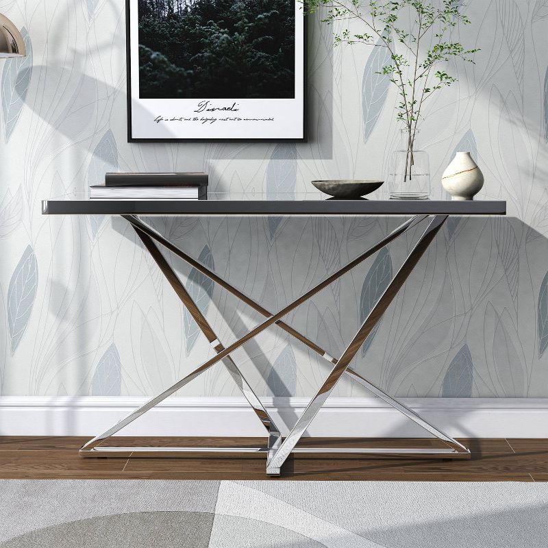 Drubeck Mirrored Rectangle Sofa Table Chrome - HOMES: Inside + Out, 4 of 9
