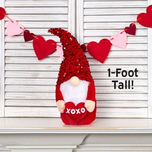 The Lakeside Collection Valentine's Day Gnome Plush Shelf Sitter with Sequin Hat - 1 of 3