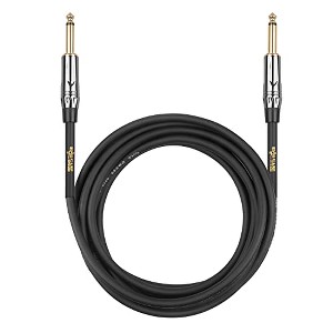 Clef Audio Labs 6.35mm TS to 6.35mm TS, Black Chrome Zinc Alloy Shell/PVC Jacket  10FT - 1PK - 1 of 4