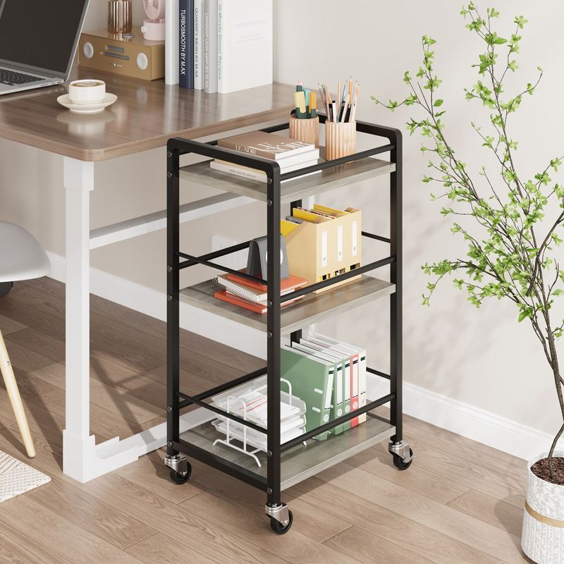 Whizmax Bar Cart for Home, Small Home Bar Serving Carts, Bar Cart with Wheels, 3 Tier Rolling Utility Storage Carts for Kitchen Dining Living Room, 5 of 9