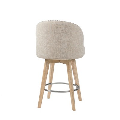 Grattan Swivel Counter Height Barstool Cream - Madison Park: Upholstered, Nailhead, 360° Rotate