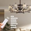 Ludomide 35" Crystal Chandelier Ceiling Fan, Vintage Flush Mounted Caged Fandelier for Bedroom, Dining Room, Living Room, Kitchen-Antique Bronze - 2 of 4
