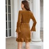 Women's V Neck Velvet Formal Elegant Evening Party Mini Dress - 2 of 4