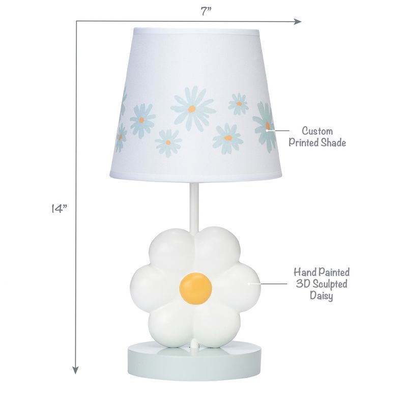 Lambs & Ivy Sweet Daisy White Floral Nursery/Child Lamp with Shade & Bulb, 5 of 8