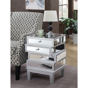 HomeStock Mirrored End Table with Four Drawers, Contemporary Accent Table with Crystal Knobs and Glass Panels for Living Room Storage - 1 of 4
