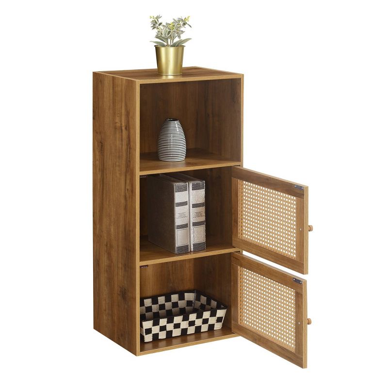 Extra Storage Weave 2 Door Cabinet with Shelf Brown Autumn Haze/Beige Barley - Breighton Home, 4 of 9