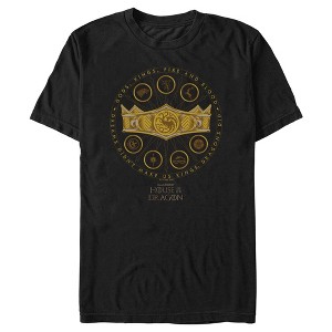 Men's Game of Thrones: House of the Dragon Gods Kings Fire and Blood Crown Logo T-Shirt - 1 of 4