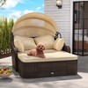 Costway Patio PE Rattan Daybed with Retractable Canopy Soft Cushions and Extra Pillows - image 2 of 4