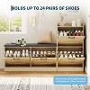 Farmhouse Shoe Cabinet Bench,4 Drawer Hidden Organizer w/Padded Seat - Narrow Entryway Storage for Hallway, Closet & Living Room, Natural - 3 of 4