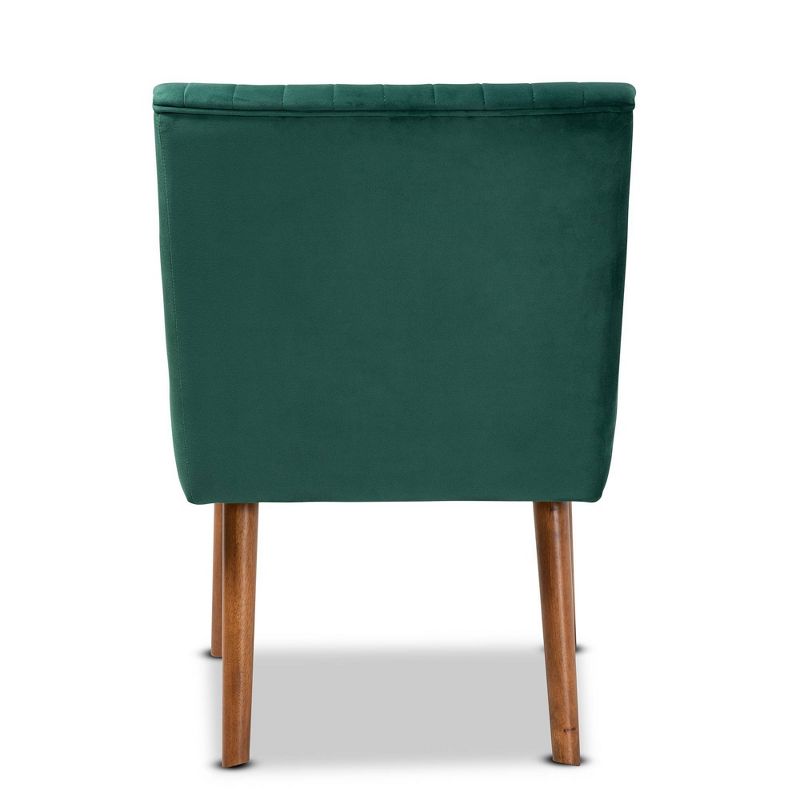 Alvis Velvet Upholstered and Wood Dining Chair - Baxton Studio, 5 of 11