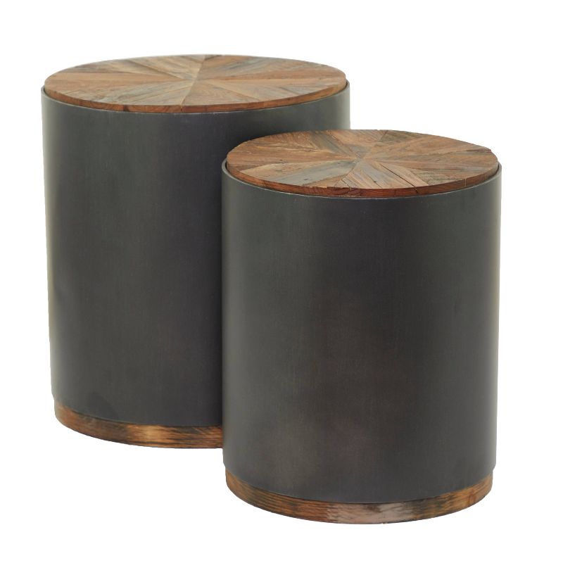 Set of 2 Rustic Metal Accent Tables Black - Olivia &#38; May, 3 of 8