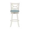 29" Powell Company Winslow Faux Leather Swivel Barstool Cream - Powell Company: Upholstered, Wood Legs, Fixed Height - 3 of 4