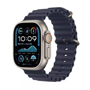 Refurbished Apple Watch Ultra 2 GPS + Cellular 49mm Natural Titanium Case with Navy Ocean Band - Target Certified Refurbished - 1 of 4