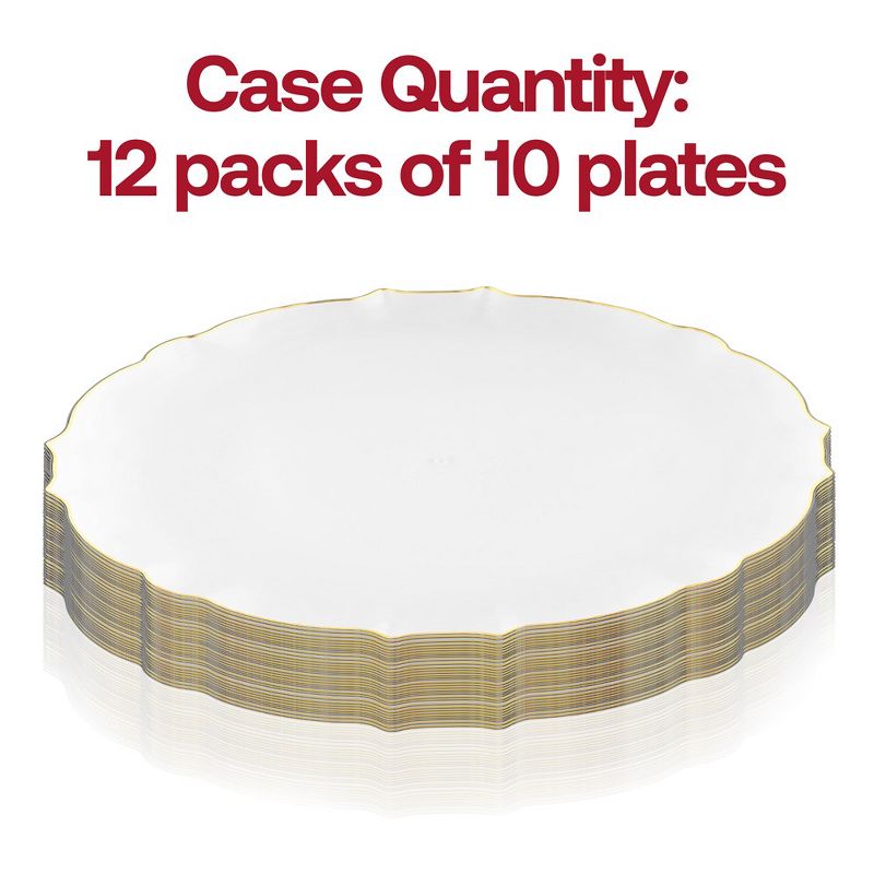Smarty Had A Party 10.25" Clear with Gold Rim Round Lotus Disposable Plastic Dinner Plates, 3 of 7
