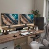 Simple Trending Dual Monitor Stand Riser with 2 USB Charging Ports, Wood Computer Desk Organizer for 2 Monitors,Extra Long TV Stand for Laptop Office - 3 of 4