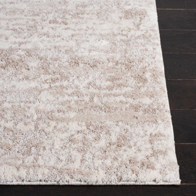 Ivory Beige Abstract Hand-knotted Square Rug