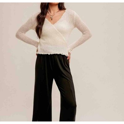 Women's Pointelle Tie Waist Sweater - Hem & Thread