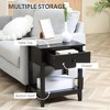 Aghana Digitals Modern Black End Table with Drawer & Storage Shelf, 2-Tier MDF Side Table for - 4 of 4
